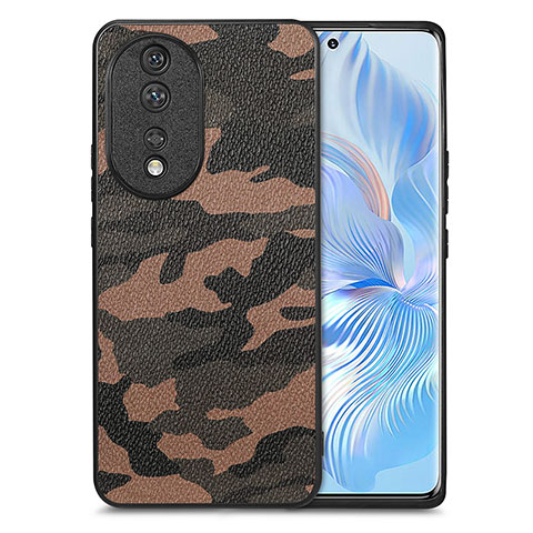 Custodia Silicone Morbida In Pelle Cover S01D per Huawei Honor 80 5G Marrone