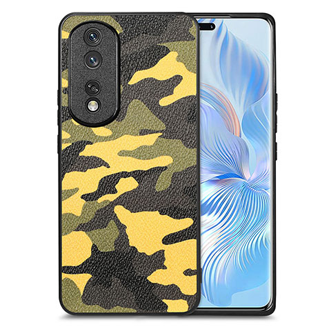 Custodia Silicone Morbida In Pelle Cover S01D per Huawei Honor 80 Pro 5G Giallo