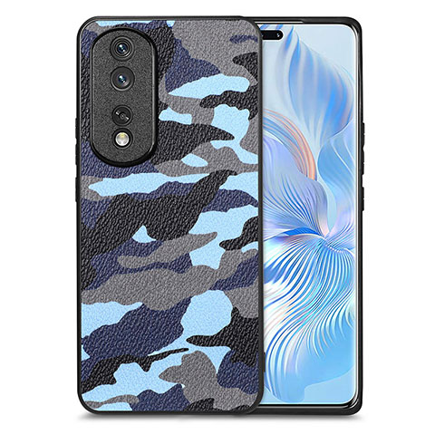 Custodia Silicone Morbida In Pelle Cover S01D per Huawei Honor 80 Pro Flat 5G Blu