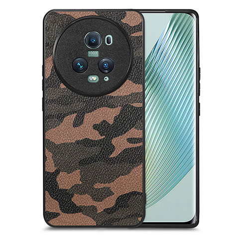 Custodia Silicone Morbida In Pelle Cover S01D per Huawei Honor Magic5 Pro 5G Marrone