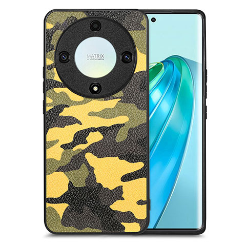 Custodia Silicone Morbida In Pelle Cover S01D per Huawei Honor X9a 5G Giallo