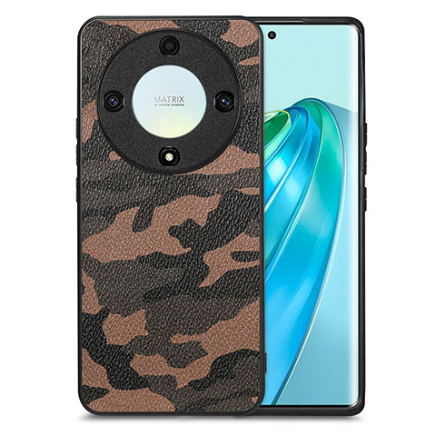 Custodia Silicone Morbida In Pelle Cover S01D per Huawei Honor X9a 5G Marrone