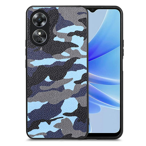 Custodia Silicone Morbida In Pelle Cover S01D per Oppo A17 Blu