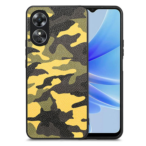 Custodia Silicone Morbida In Pelle Cover S01D per Oppo A17 Giallo