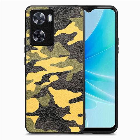 Custodia Silicone Morbida In Pelle Cover S01D per Oppo A77s Giallo