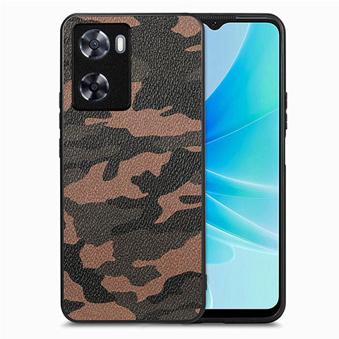 Custodia Silicone Morbida In Pelle Cover S01D per Oppo A77s Marrone