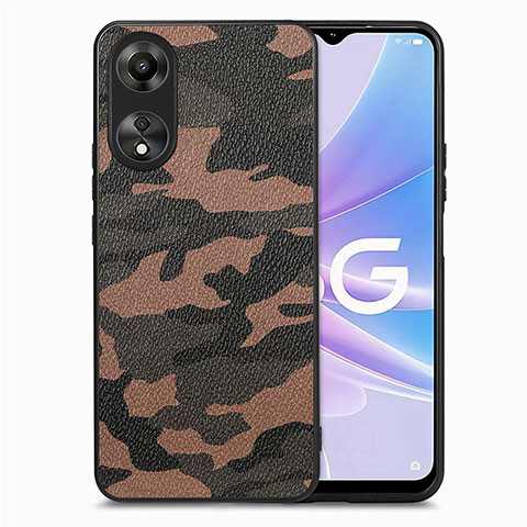 Custodia Silicone Morbida In Pelle Cover S01D per Oppo A78 5G Marrone