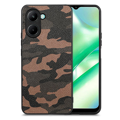 Custodia Silicone Morbida In Pelle Cover S01D per Realme C33 (2023) Marrone