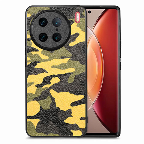 Custodia Silicone Morbida In Pelle Cover S01D per Vivo X90 Pro 5G Giallo