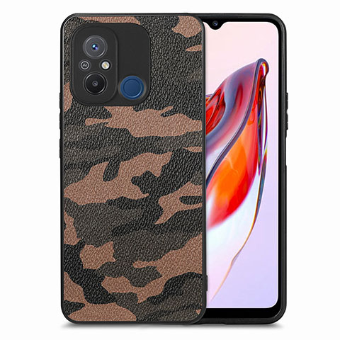 Custodia Silicone Morbida In Pelle Cover S01D per Xiaomi Poco C55 Marrone