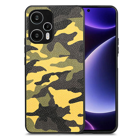 Custodia Silicone Morbida In Pelle Cover S01D per Xiaomi Redmi Note 12 Turbo 5G Giallo