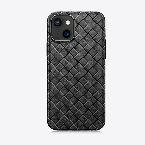 Custodia Silicone Morbida In Pelle Cover S02 per Apple iPhone 13 Mini Nero