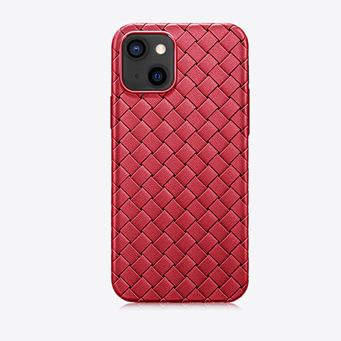 Custodia Silicone Morbida In Pelle Cover S02 per Apple iPhone 15 Rosso