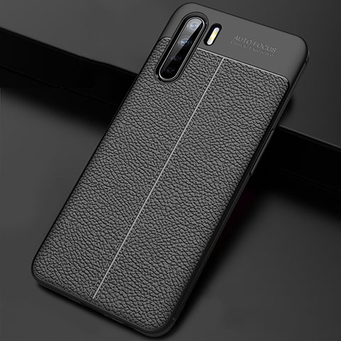 Custodia Silicone Morbida In Pelle Cover S02 per Oppo A91 Nero