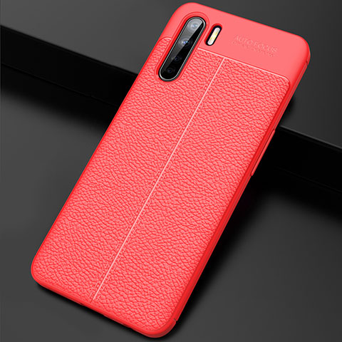 Custodia Silicone Morbida In Pelle Cover S02 per Oppo A91 Rosso