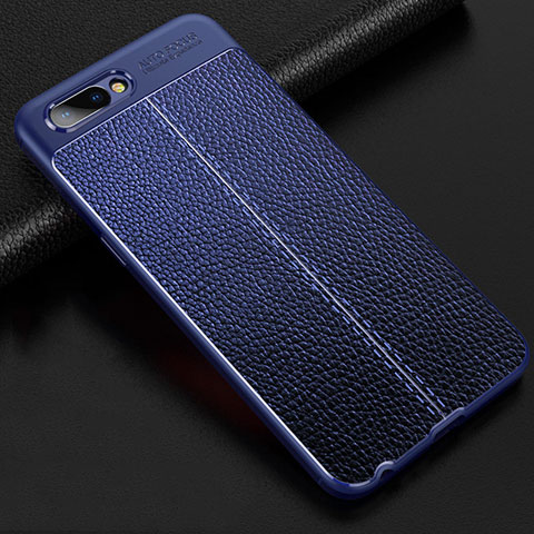 Custodia Silicone Morbida In Pelle Cover S02 per Oppo AX5 Blu