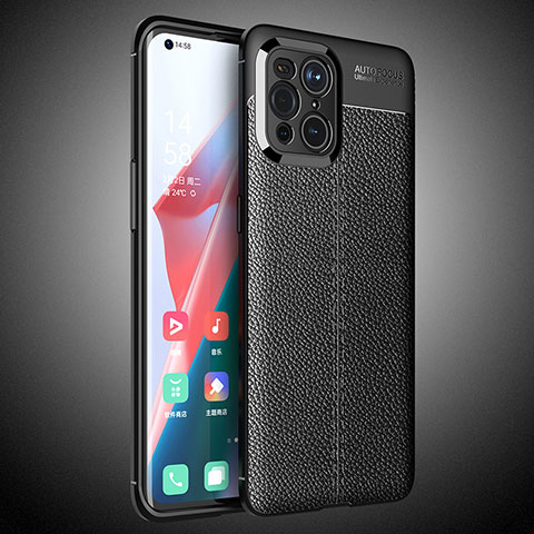 Custodia Silicone Morbida In Pelle Cover S02 per Oppo Find X3 Pro 5G Nero