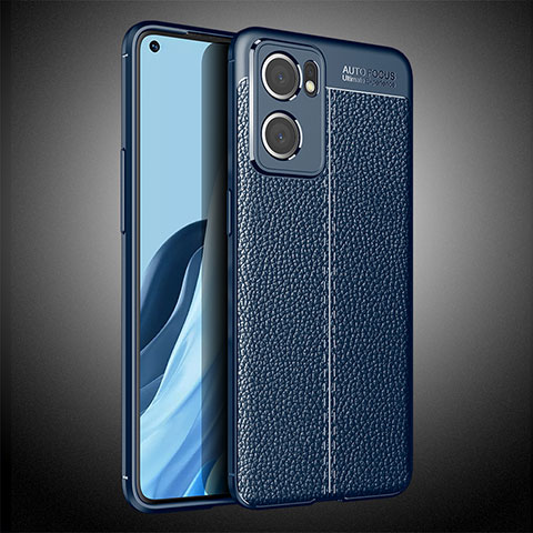 Custodia Silicone Morbida In Pelle Cover S02 per Oppo Find X5 Lite 5G Blu