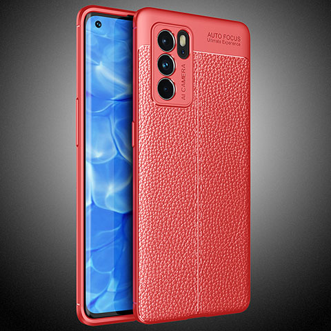 Custodia Silicone Morbida In Pelle Cover S02 per Oppo Reno6 Pro 5G India Rosso