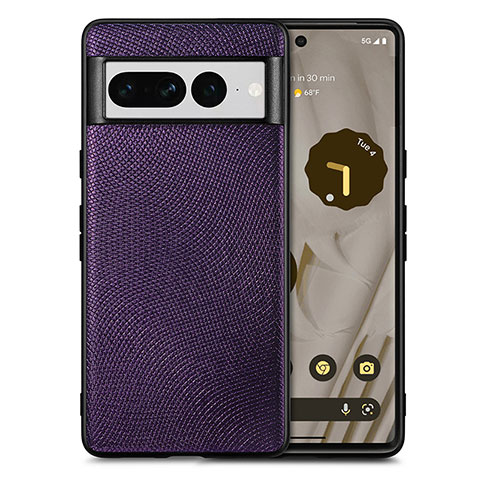 Custodia Silicone Morbida In Pelle Cover S02D per Google Pixel 7 Pro 5G Viola