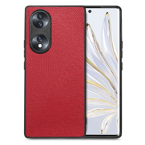 Custodia Silicone Morbida In Pelle Cover S02D per Huawei Honor 70 5G Rosso