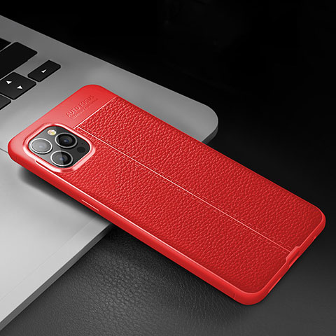 Custodia Silicone Morbida In Pelle Cover S03 per Apple iPhone 14 Pro Max Rosso