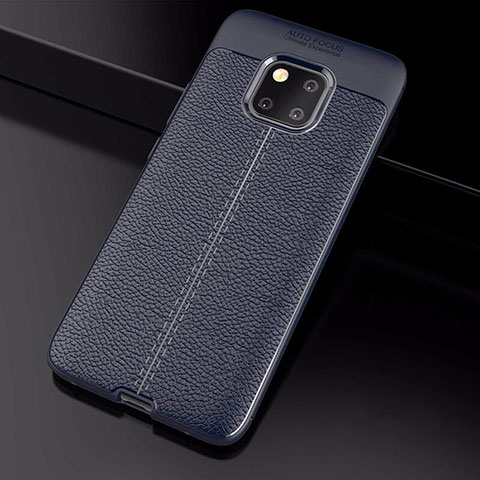 Custodia Silicone Morbida In Pelle Cover S03 per Huawei Mate 20 Pro Blu