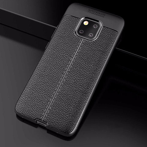 Custodia Silicone Morbida In Pelle Cover S03 per Huawei Mate 20 Pro Nero