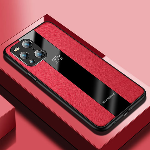 Custodia Silicone Morbida In Pelle Cover S03 per Oppo Find X3 5G Rosso