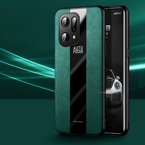 Custodia Silicone Morbida In Pelle Cover S03 per Oppo Find X5 Pro 5G Verde