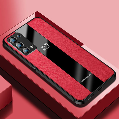 Custodia Silicone Morbida In Pelle Cover S03 per Oppo Reno6 Pro 5G Rosso