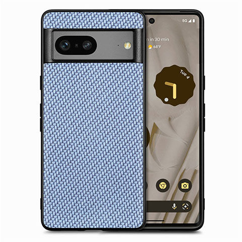 Custodia Silicone Morbida In Pelle Cover S03D per Google Pixel 7 5G Blu