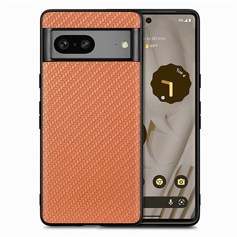 Custodia Silicone Morbida In Pelle Cover S03D per Google Pixel 7 5G Marrone