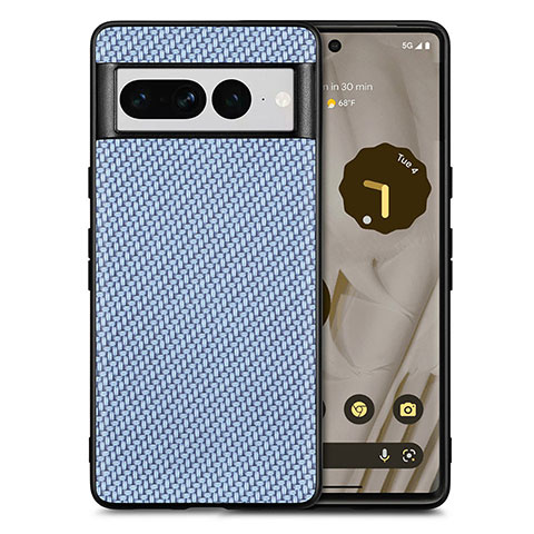 Custodia Silicone Morbida In Pelle Cover S03D per Google Pixel 7 Pro 5G Blu