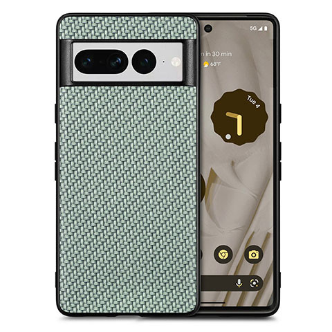 Custodia Silicone Morbida In Pelle Cover S03D per Google Pixel 7 Pro 5G Verde