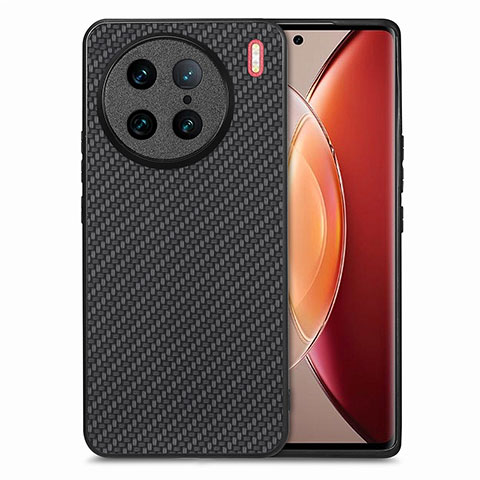 Custodia Silicone Morbida In Pelle Cover S03D per Vivo X90 Pro 5G Nero