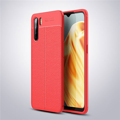 Custodia Silicone Morbida In Pelle Cover S04 per Oppo A91 Rosso