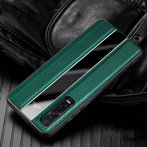 Custodia Silicone Morbida In Pelle Cover S04 per Oppo Find X2 Pro Verde