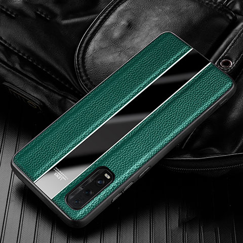 Custodia Silicone Morbida In Pelle Cover S04 per Oppo Find X2 Verde