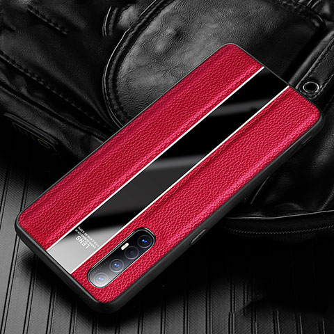 Custodia Silicone Morbida In Pelle Cover S04 per Oppo Reno3 Pro Rosso