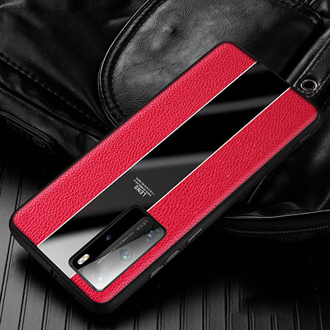 Custodia Silicone Morbida In Pelle Cover S05 per Huawei P40 Pro Rosso