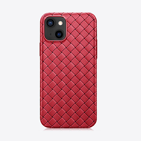 Custodia Silicone Morbida In Pelle Cover S06 per Apple iPhone 13 Mini Rosso