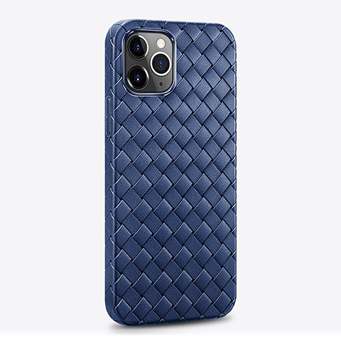 Custodia Silicone Morbida In Pelle Cover S06 per Apple iPhone 14 Pro Blu