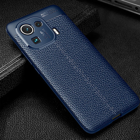 Custodia Silicone Morbida In Pelle Cover S06 per Xiaomi Mi 11 Pro 5G Blu