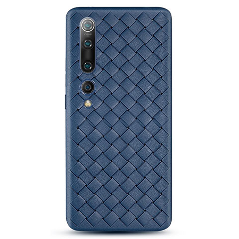 Custodia Silicone Morbida In Pelle Cover S07 per Xiaomi Mi 10 Blu