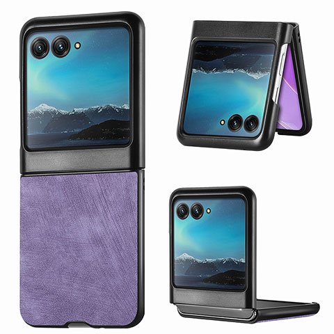 Custodia Silicone Morbida In Pelle Cover SD1 per Motorola Moto Razr 40 Ultra 5G Lavanda