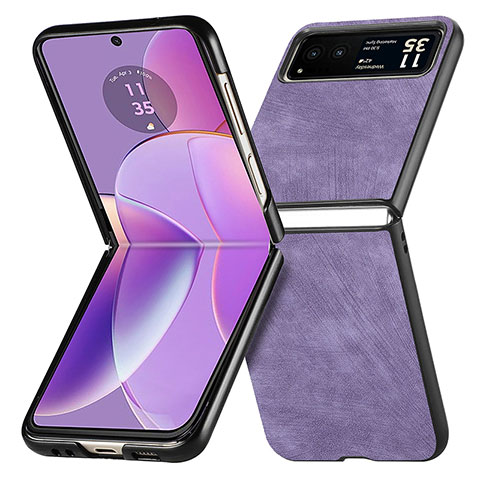 Custodia Silicone Morbida In Pelle Cover SD11 per Motorola Moto Razr 40 5G Lavanda