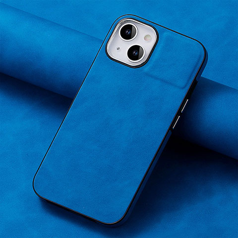 Custodia Silicone Morbida In Pelle Cover SD13 per Apple iPhone 14 Blu