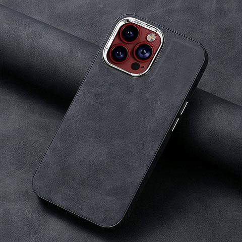 Custodia Silicone Morbida In Pelle Cover SD13 per Apple iPhone 14 Pro Max Nero