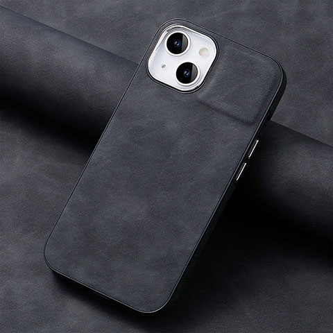 Custodia Silicone Morbida In Pelle Cover SD13 per Apple iPhone 15 Nero